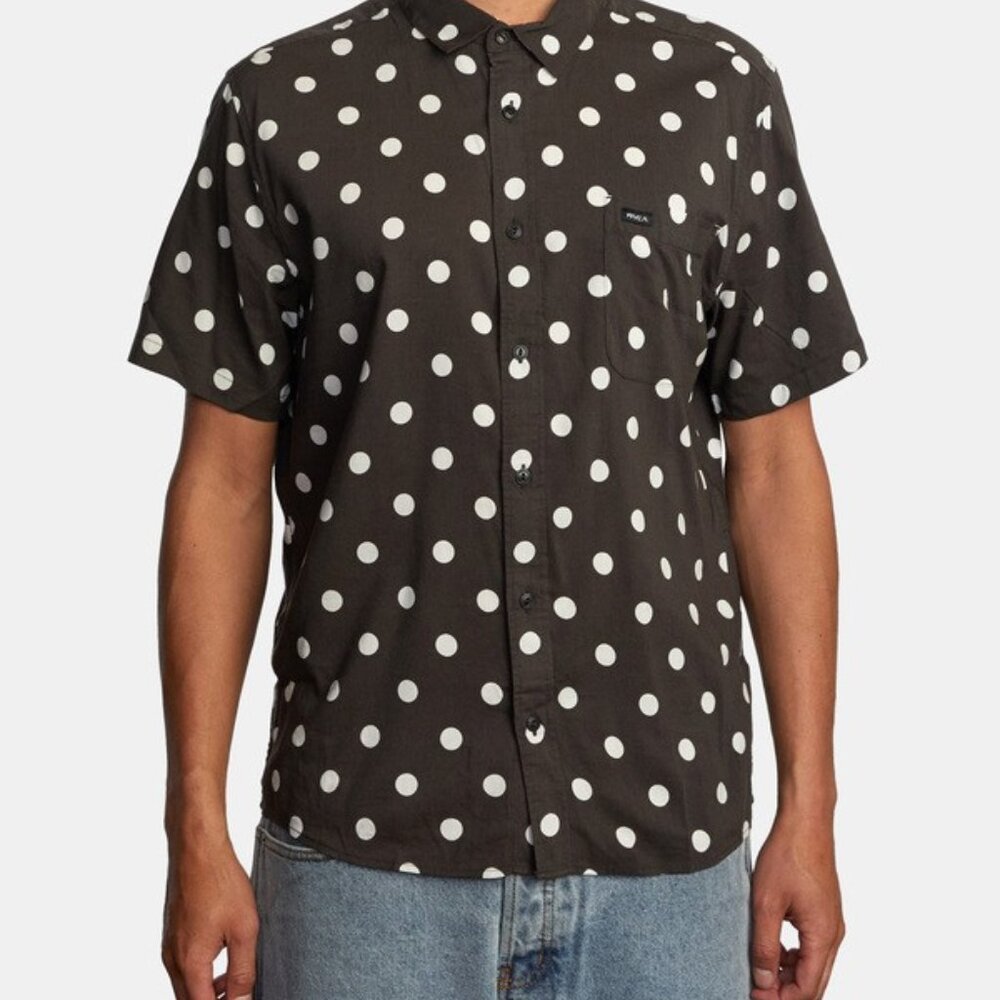 RVCA Men’s | Whitworth Polka Dot Short Sleeve Shirt Brown | Size XL